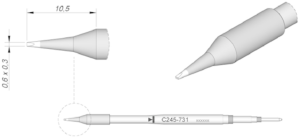 Soldering tip, Chisel shaped, Ø 0.3 mm, C245731