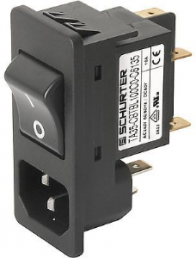 Combination element C14, 2 pole, Snap-in mounting, plug-in connection, black, 3-102-209
