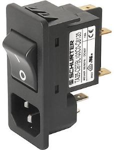 Combination element C14, 2 pole, Snap-in mounting, plug-in connection, black, 3-102-269