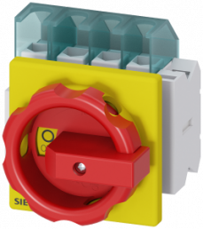 Emergency stop load-break switch, Rotary actuator, 4 pole, 25 A, 690 V, (W x H x D) 67 x 84 x 92.5 mm, front mounting, 3LD2103-2EP53