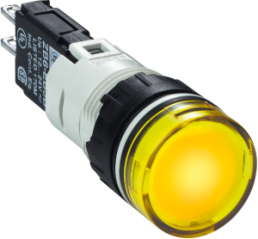 Signal light, waistband round, yellow, front ring black, mounting Ø 16 mm, XB6AV5BB