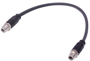 Sensor actuator cable, M12-cable plug, straight to M12-cable plug, straight, 4 pole, 0.5 m, Elastomer, black, 09482222011005