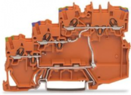 3-wire actuator supply terminal, push-in connection, 0.14-1.5 mm², 4 pole, 13.5 A, orange, 2000-5377/102-000