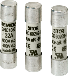 Semiconductor protective fuse 10 x 38 mm, 12 A, aR, 700 V (DC), 600 V (AC), 3NC1012