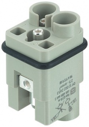Pin contact insert, 3A, 2 pole, equipped, axial screw connection, with PE contact, 09120022651