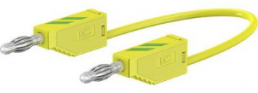 Measuring lead with (4 mm plug, spring-loaded, straight) to (4 mm plug, spring-loaded, straight), 1 m, green/yellow, PVC, 2.5 mm²