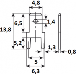 Faston plug, 4.8 x 0.8 mm, L 13.8 mm, uninsulated, straight, 382608.68