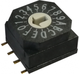 Encoding rotary switches, 16 pole, hexadecimal, angled, 150 mA/24 VDC, RD83SS116RTB