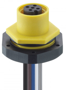 Sensor actuator cable, M12-flange socket, straight to open end, 4 pole, 0.5 m, PVC, yellow, 4 A, 1220 04 T20CW102 0,5M