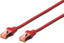 Patch cable, RJ45 plug, straight to RJ45 plug, straight, Cat 6, S/FTP, LSZH, 0.25 m, red