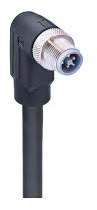 Sensor actuator cable, M12-cable plug, angled to open end, 4 pole, 5 m, PUR, black, 16 A, 934852310