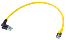 Patch cable, RJ45 plug, angled to RJ45 plug, straight, Cat 6A, S/FTP, LSZH, 0.5 m, yellow