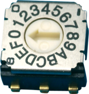 Encoding rotary switches, 16 pole, BCD, straight, 100 mA/5 VDC, SH-7070MA