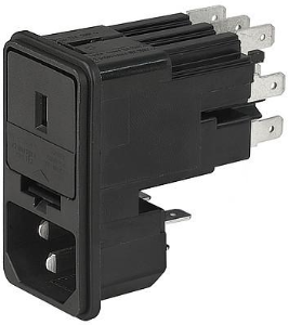 Combination element C14, 3 pole, snap-in, plug-in connection, black, KE10.2100.109