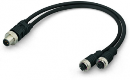 Sensor actuator cable, M12-cable socket, straight to M12-cable plug, straight, 4 pole, 2 m, PUR, black, 4 A, 756-5516/040-020