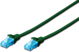 Patch cable, RJ45 plug, straight to RJ45 plug, straight, Cat 5e, U/UTP, PVC, 5 m, green