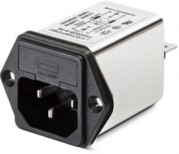 IEC inlet filter C14, 50 to 400 Hz, 10 A, 250 VAC, 200 µH, faston plug 6.3 mm, FN9260B-10-06