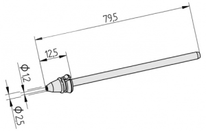 Desoldering tip, conical, (L x W) 79.25 x 2.5 mm, 0742ED1225/SB