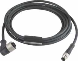 Sensor actuator cable, M8-cable plug, straight to M12-cable socket, angled, 3 pole, 1 m, PUR, black, 4 A, XZCR2712037T1