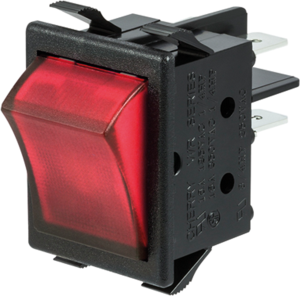 Rocker switch, red, 2 pole, On-Off, off switch, 16 (4) A/250 VAC, illuminated, unprinted