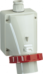 CEE wall plug, 3 pole, 32 A/380-415 V, red, 9 h, IP67, 83569