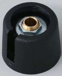 Rotary knob, 4 mm, plastic, black, Ø 20 mm, H 16 mm, A3020049