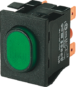 Pushbutton switch, 2 pole, green, illuminated  (green), 16 (4) A/250 VAC, IP54, 1670.5202