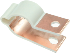 Grounding clip, max. bundle Ø 3.2 mm, nylon/copper, natural, (L x W x H) 20.2 x 9.5 x 6 mm