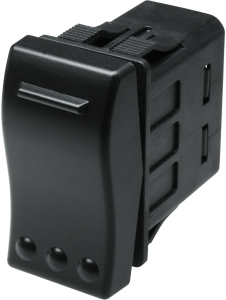 Rocker switch, black, 1 pole, On-Off, off switch, 10 A/12 to 24 VDC, IP66, unlit, unprinted