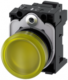Indicator light, 22 mm, round, plastic, yellow, lens, smooth, 110 V AC