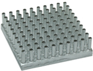 Pin heatsink, 36.4 x 36.4 x 10 mm, 4.7 to 1.75 K/W, natural aluminum