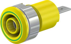 4 mm socket, flat plug connection, mounting Ø 12.2 mm, CAT III, yellow/green, 23.3070-20