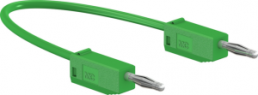 Measuring lead with (2 mm plug, spring-loaded, straight) to (2 mm plug, spring-loaded, straight), 80 mm, green, PVC, 0.5 mm², CAT O