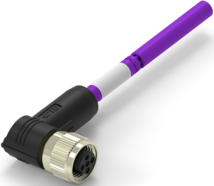 Sensor actuator cable, M12-cable socket, angled to open end, 2 pole, 2 m, PUR, purple, 4 A, TAB62435501-020