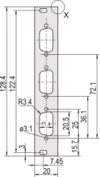 Front Panel, Flat, Unshielded, D-Sub Cutouts,3 U, 4 HP, 3 x 9 Pin