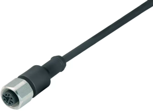 Sensor actuator cable, M12-cable socket, straight to open end, 3 pole, 2 m, PUR, black, 4 A, 77 3730 0000 50003-0200