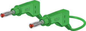 Measuring lead with (4 mm plug, spring-loaded, straight) to (4 mm plug, spring-loaded, straight), 2 m, green, silicone, 2.5 mm², CAT II