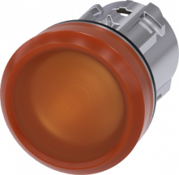 Indicator light, 22 mm, round, metal, high gloss,amber, lens, smooth