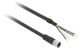 Sensor actuator cable, M12-cable socket, straight to open end, 4 pole, 2 m, PUR, black, 4 A, XZCP1169L2