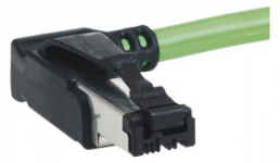 Patch cable, RJ45 plug, angled to open end, Cat 5, PVC, 0.5 m, black