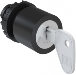 Key selector switch, unlit, front ring silver, 45°, trigger position 0 + 1, mounting Ø 22 mm, 12882344