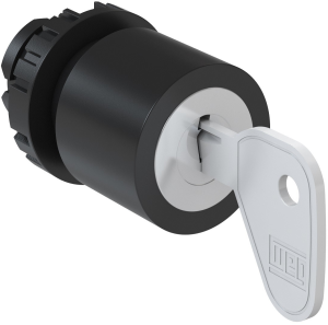 Key selector switch, unlit, front ring silver, 45°, trigger position 0 + 1, mounting Ø 22 mm, 12882346