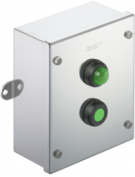 Klippon control station, 1 pushbutton, 1 indicator light green, 1 Form B (N/C) + 1 Form A (N/O), 1537310000