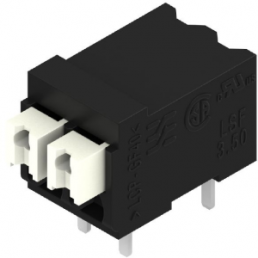 PCB terminal, 2 pole, pitch 3.5 mm, AWG 28-14, 10 A, spring-clamp connection, black, 1824420000