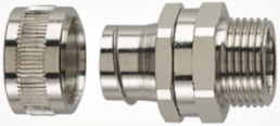 Straight hose fitting, M25, 25 mm, brass, nickel-plated, IP40, metal, (L) 43.7 mm
