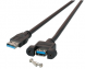 USB 3.0 Cable for front panel mounting, USB plug type A to USB jack type A, 1 m, black