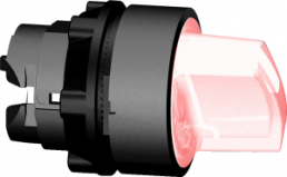 Selector switch, latching, waistband round, red, front ring black, 3 x 45°, mounting Ø 22 mm, ZB5AK1343