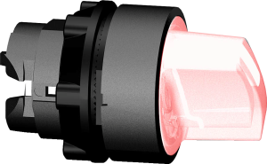 Selector switch, latching, waistband round, red, front ring black, 2 x 90°, mounting Ø 22 mm, ZB5AK1243