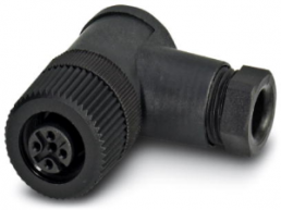 Socket, M12, 4 pole, screw connection, screw locking, angled, 1681130