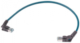 Patch cable, RJ45 plug, angled to RJ45 plug, angled, Cat 6A, S/FTP, LSZH, 0.4 m, green